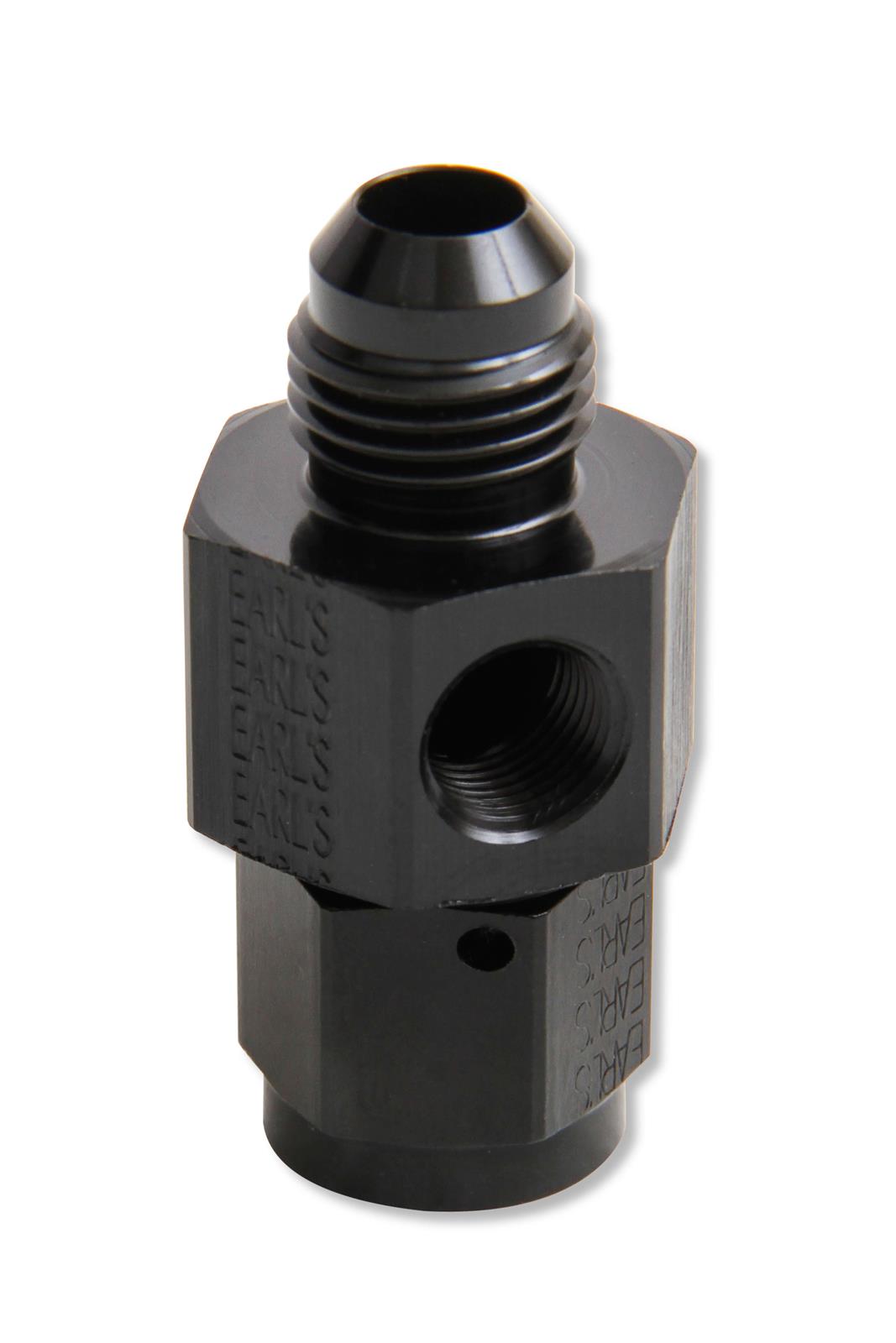 Earl's Performance Pressure Gauge Adapters AT100199ERL Fitting, Adapter, Straight, Aluminum, Black, -6 AN Male, -6 AN Female, 1/8 in. NPT Female, Each thumbnail 5