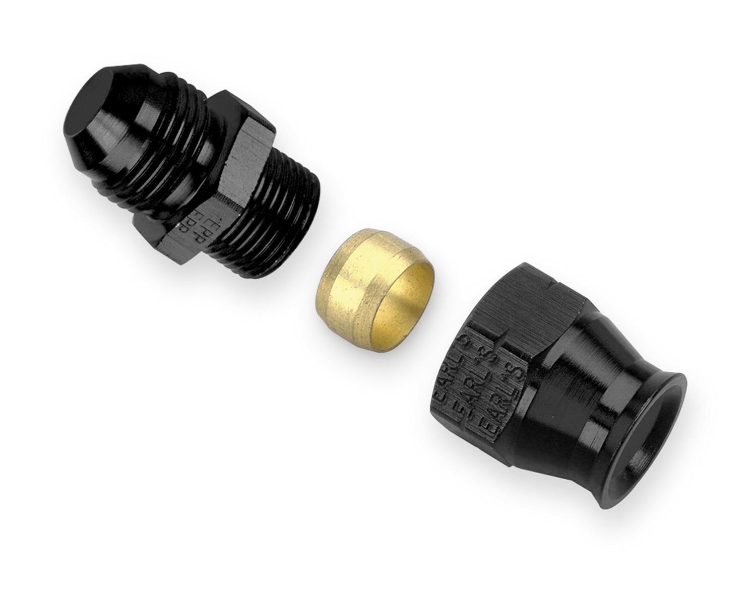 Earl's Performance Tube Adapter Fittings AT165086ERL Fitting, Adapter, AN to Tubing, Straight, Aluminum, Black Anodized, -8 AN, 3/8 in., Each