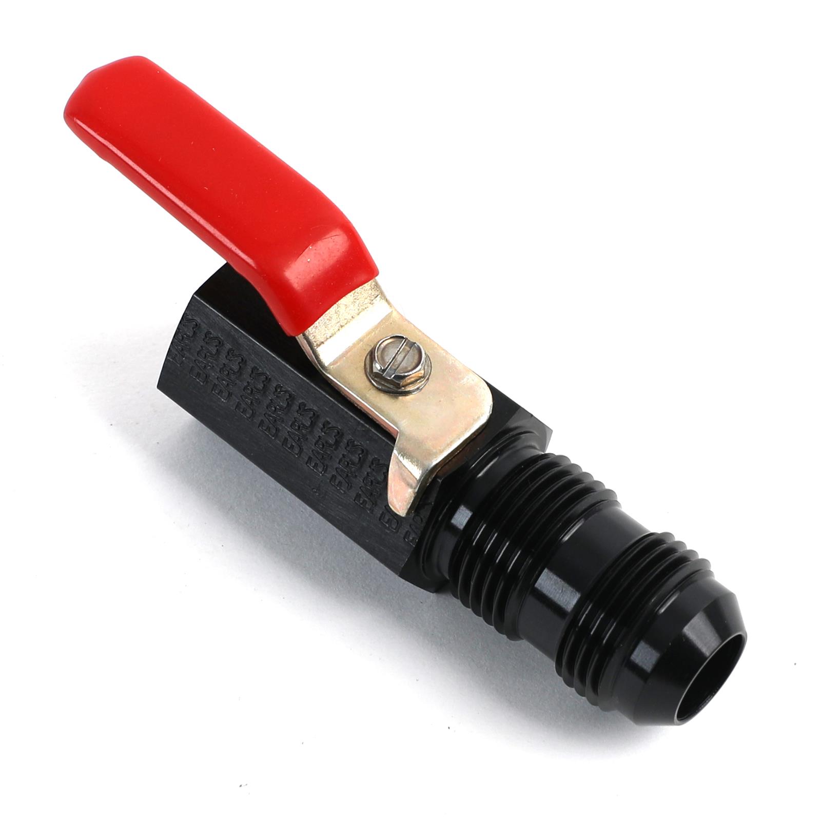 Earl's Performance Shut-Off Valves AT230505ERL Valve, Aluminum, Black, 1/2 in. Female NPT Inlet, -10 AN Bulkhead Outlet, 2 3/4 in. Length, Each