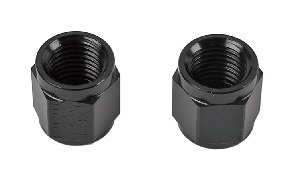 Earl's Performance Tube Nuts AT581804ERL Nuts, Aluminum, Black Anodized, -4 AN Female Threads, Each