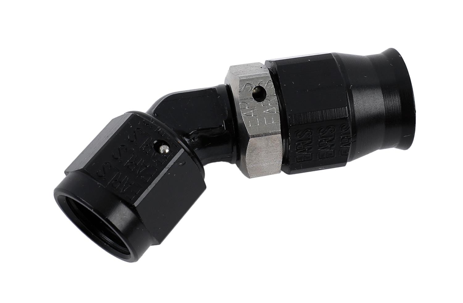 Earl's Performance Speed-Seal Hose Ends AT604536ERL End, Speed Seal, 45 Degree, -6 AN Female Threads, Aluminum, Black Anodized, Each