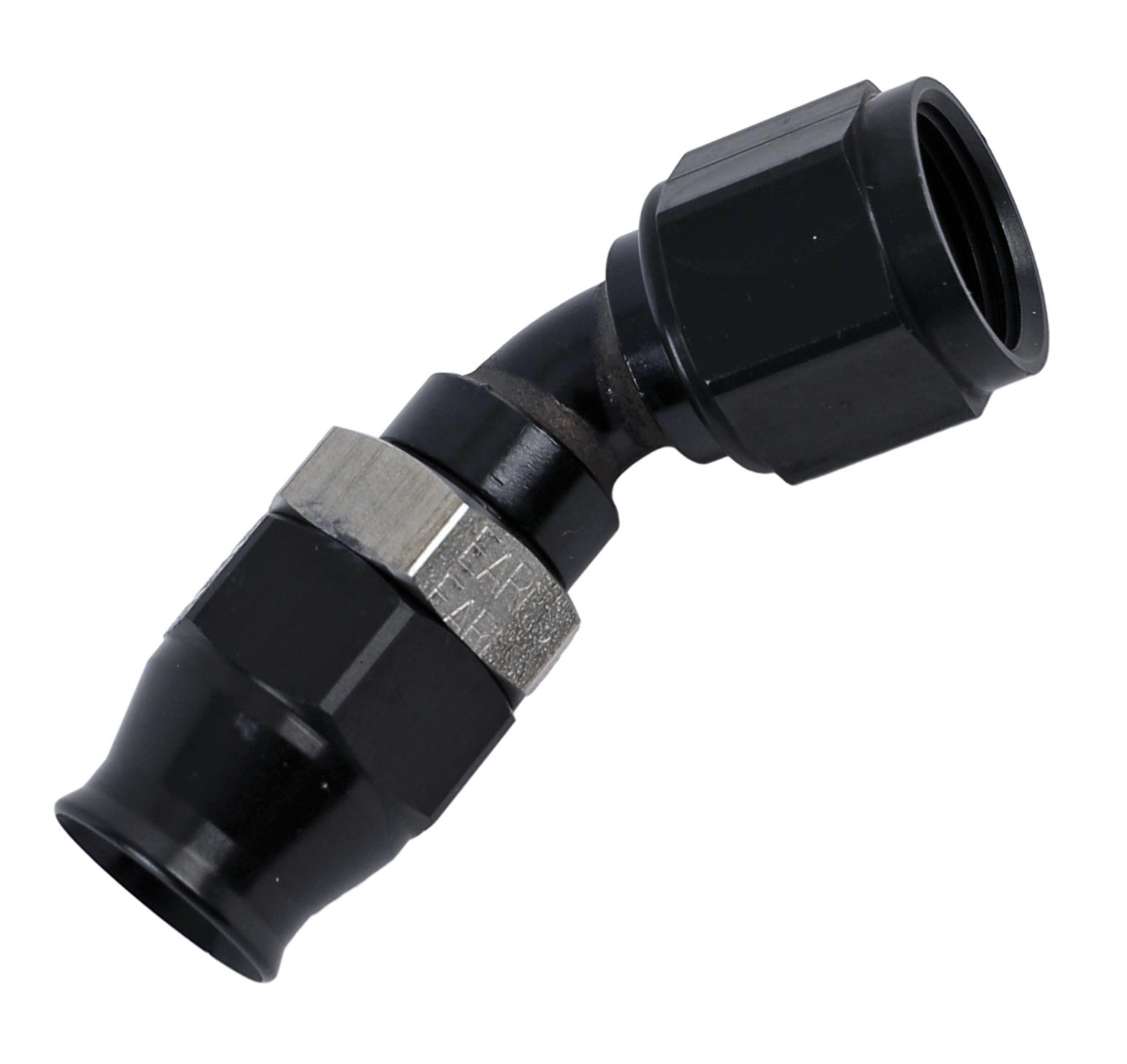 Earl's Performance Speed-Seal Hose Ends AT604738ERL End, Speed Seal, 45 Degree, -8 AN Female Threads, Aluminum, Black Anodized, Each