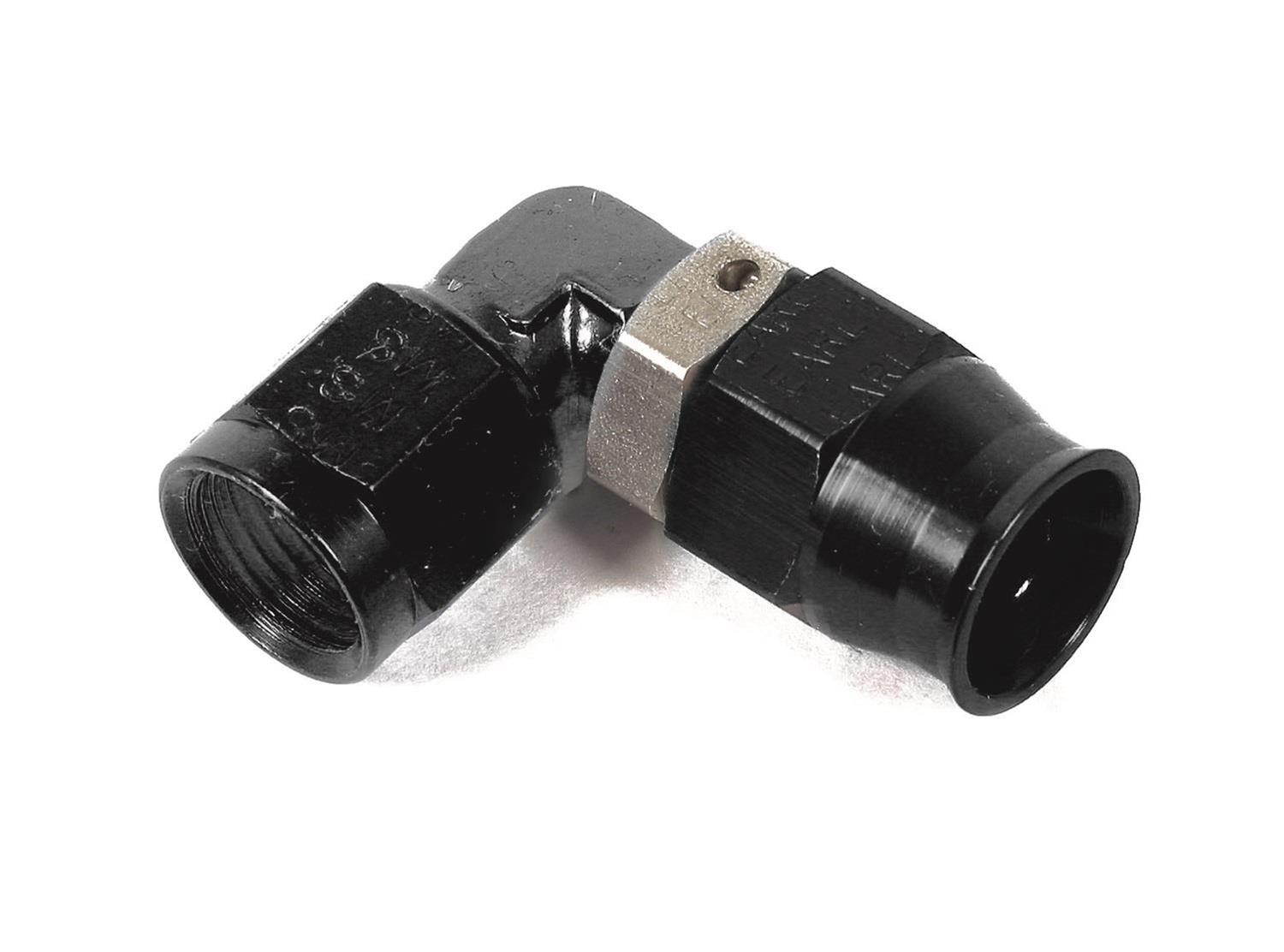 Earl's Performance Speed-Seal Hose Ends AT609033ERL End, Speed Seal, 90 Degree, -3 AN Female Threads, Aluminum, Black Anodized, Each