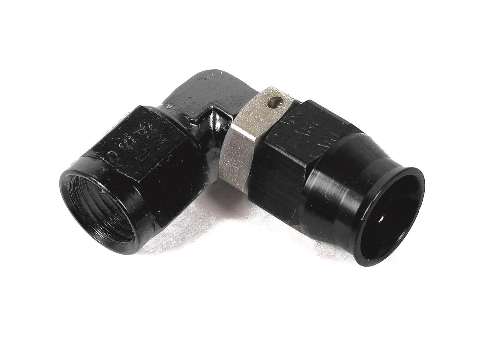 Earl's Performance Speed-Seal Hose Ends AT609034ERL End, Speed Seal, 90 Degree, -4 AN Female Threads, Aluminum, Black Anodized, Each