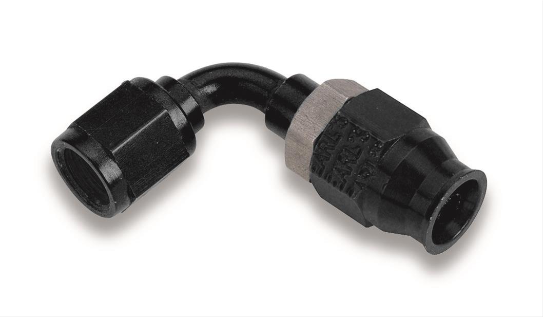 Earl's Performance Speed-Seal Hose Ends AT609236ERL End, Speed Seal, 90 Degree, -6 AN Female Threads, Aluminum, Black Anodized, Each
