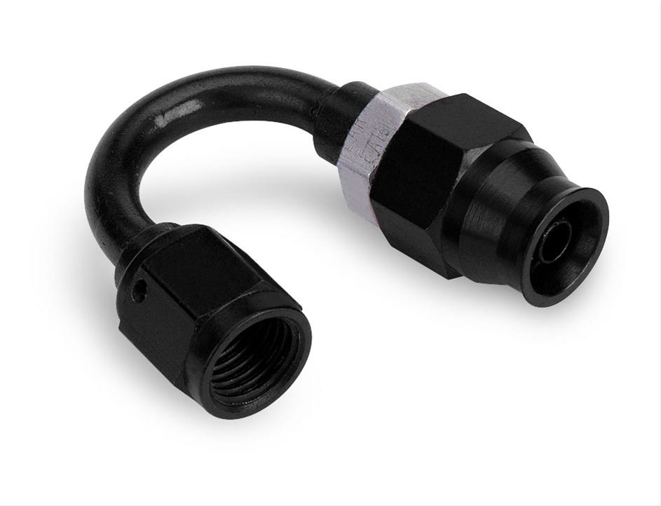Earl's Performance Speed-Seal Hose Ends AT618138ERL End, Speed Seal, 180 Degree, -8 AN Female Threads, Aluminum, Black Anodized, Each