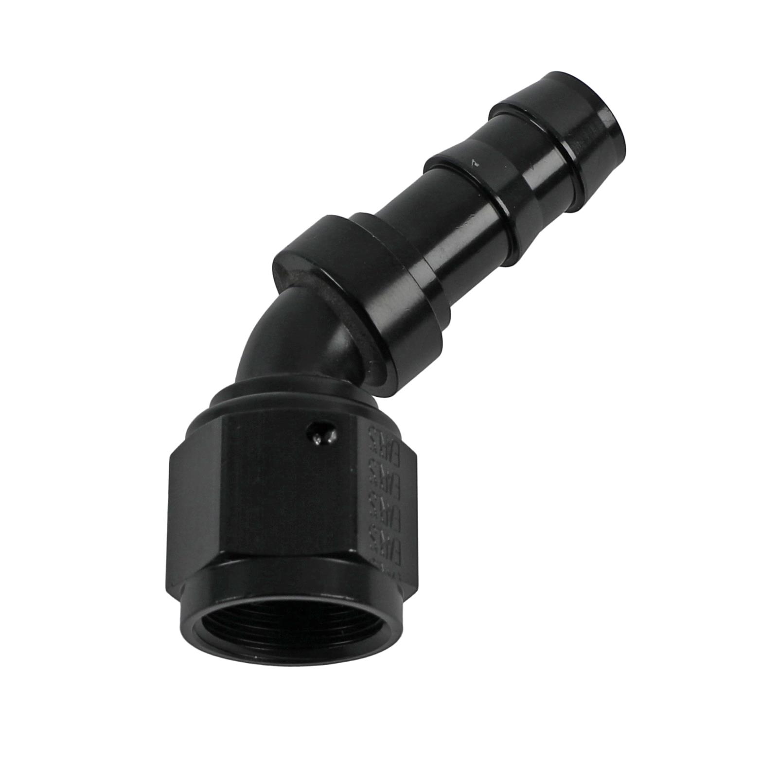 Earl's Performance Super Stock Hose Ends AT704609ERL Fitting, End, Stock, 45 Degree, Aluminum, Black Anodized, -8 AN Male, -8 AN Female, Each
