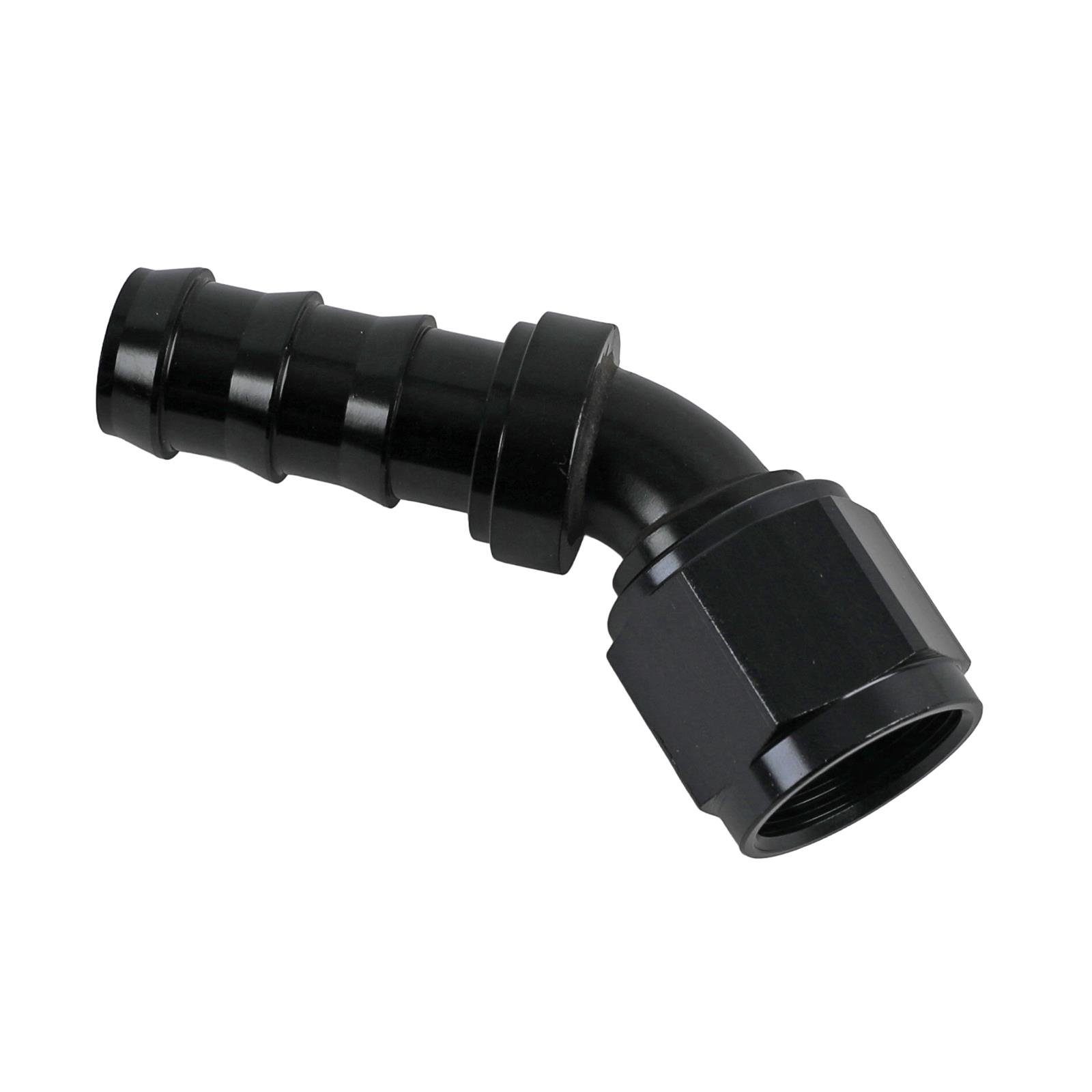 Earl's Performance Super Stock Hose Ends AT704611ERL Fitting, End, Stock, 45 Degree, Aluminum, Black Anodized, -10 AN Male, -10 AN Female, Each