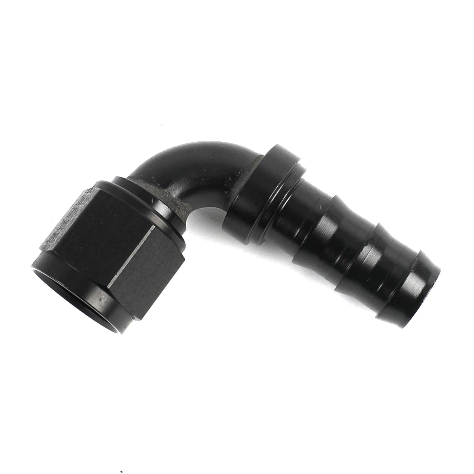 Earl's Performance Super Stock Hose Ends AT709111ERL Fitting, End, Stock, 90 Degree, Aluminum, Black Anodized, -10 AN Male, -10 AN Female, Each