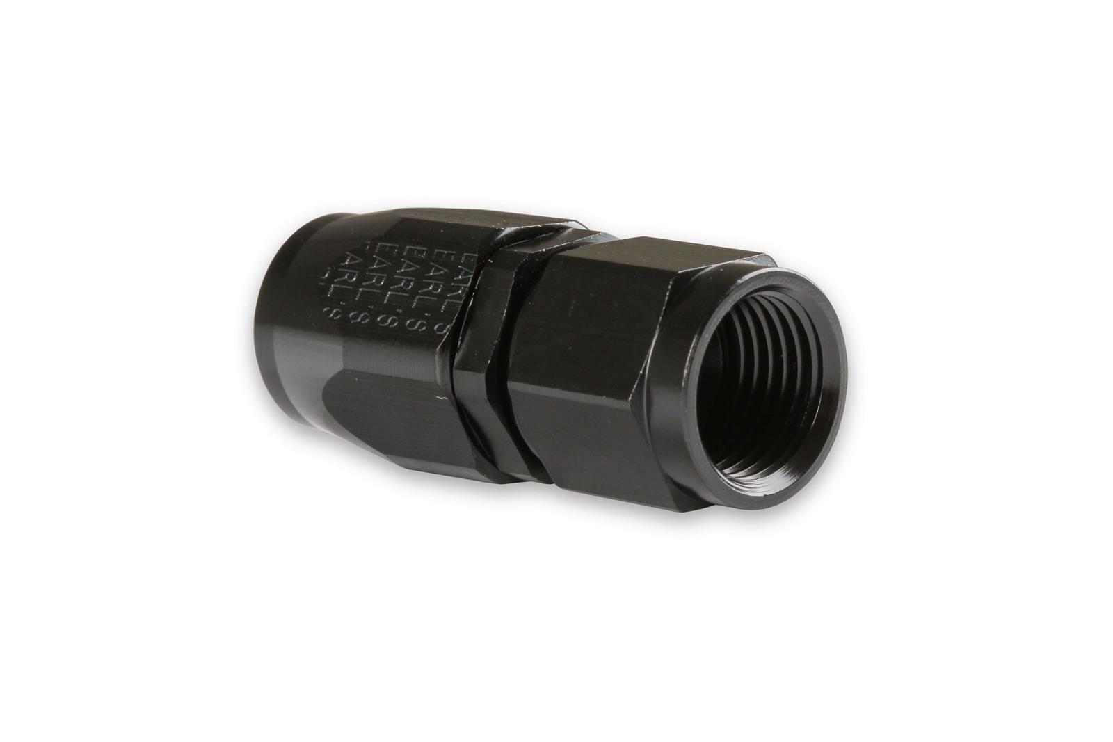 Earl's Performance Swivel-Seal Hose Ends AT800106ERL Fitting, End, Straight, -6 AN, Swivel-Seal, Aluminum, Black Anodized, Each