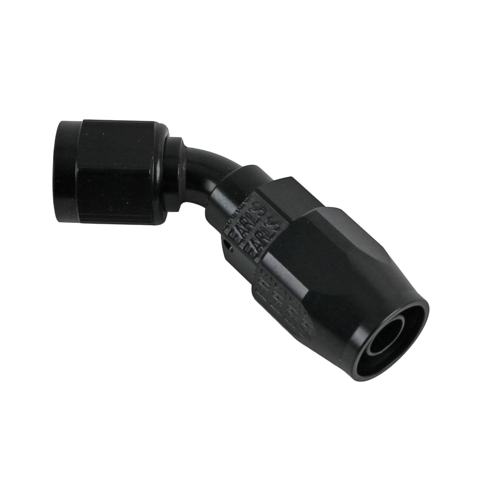Earl's Performance Swivel-Seal Hose Ends AT804606ERL Fitting, End, Swivel-Seal, 45 Degree, -6 AN to Female -6 AN, Aluminum, Black, Each
