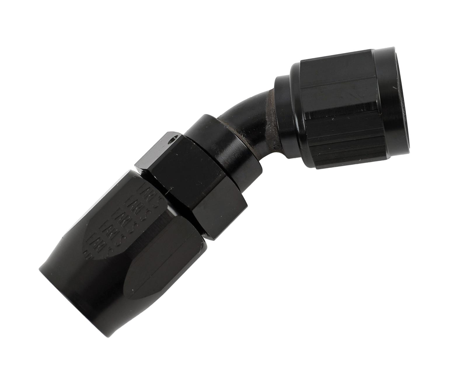 Earl's Performance Swivel-Seal Hose Ends AT804608ERL Fitting, End, Swivel-Seal, 45 Degree, -8 AN to Female -8 AN, Aluminum, Black, Each