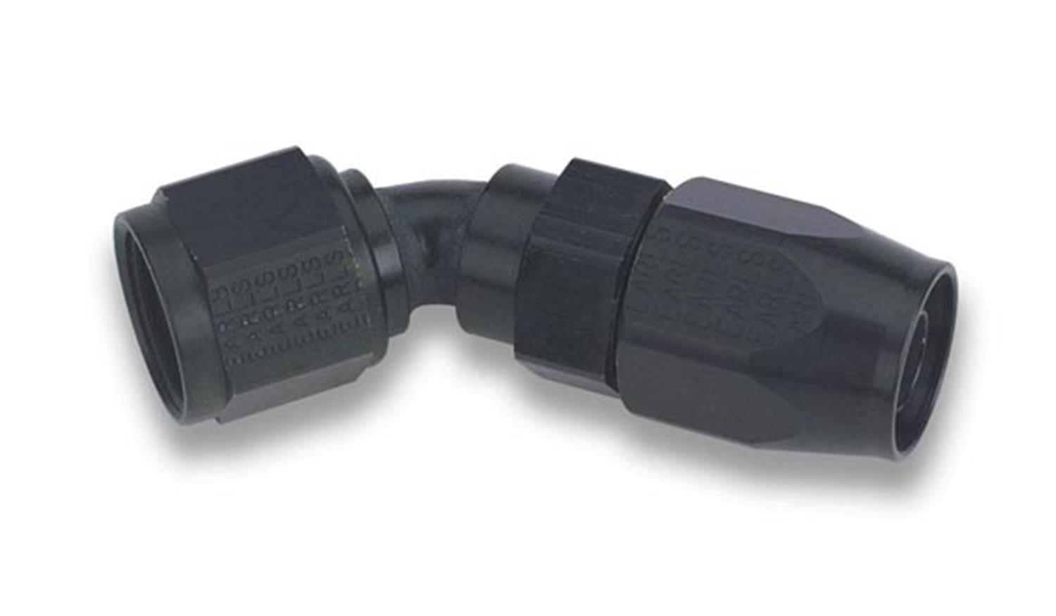 Earl's Performance Swivel-Seal Hose Ends AT804610ERL Fitting, End, Swivel-Seal, 45 Degree, -10 AN to Female -10 AN, Aluminum, Black, Each