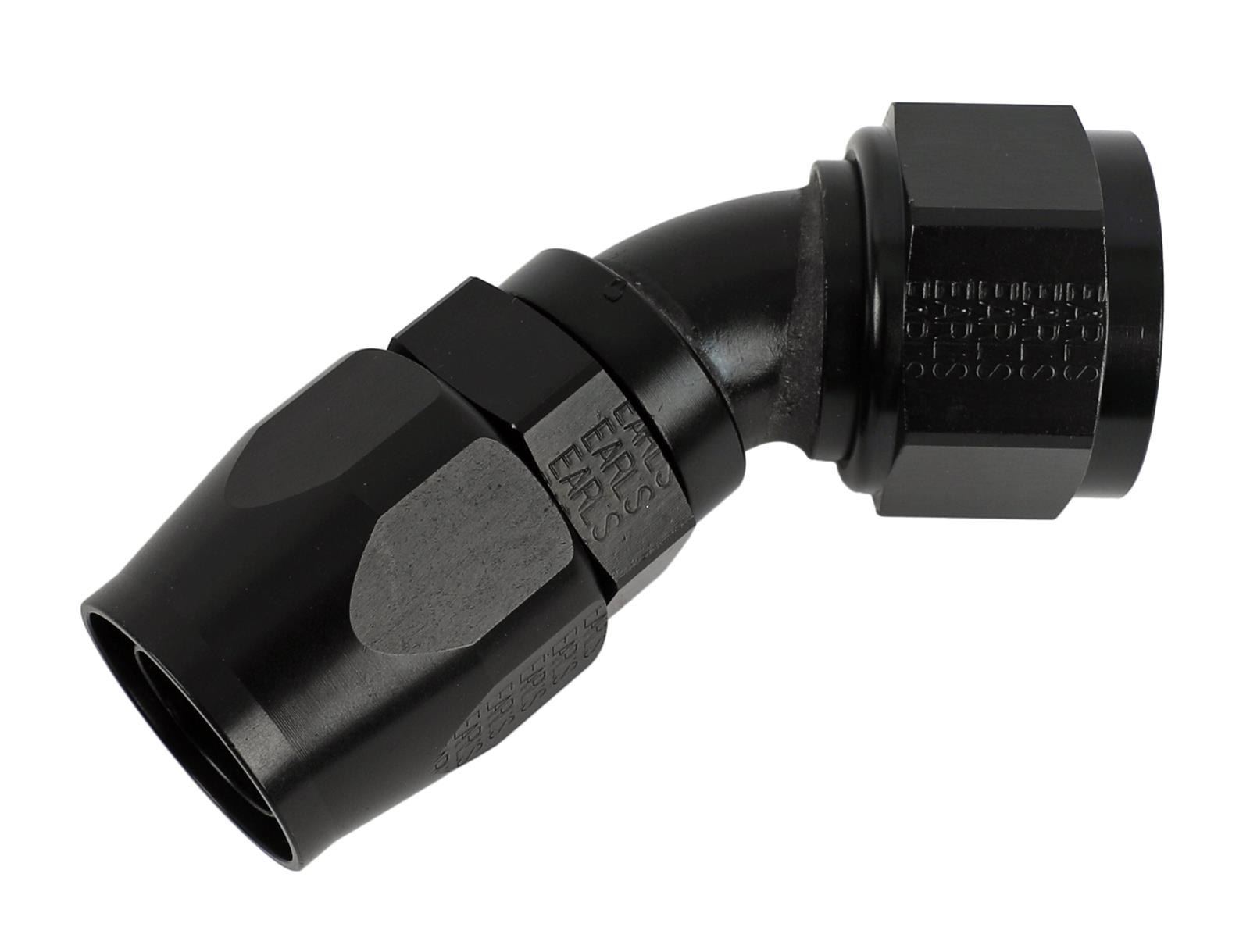 Earl's Performance Swivel-Seal Hose Ends AT804616ERL Fitting, End, Swivel-Seal, 45 Degree, -16 AN to Female -16 AN, Aluminum, Black, Each
