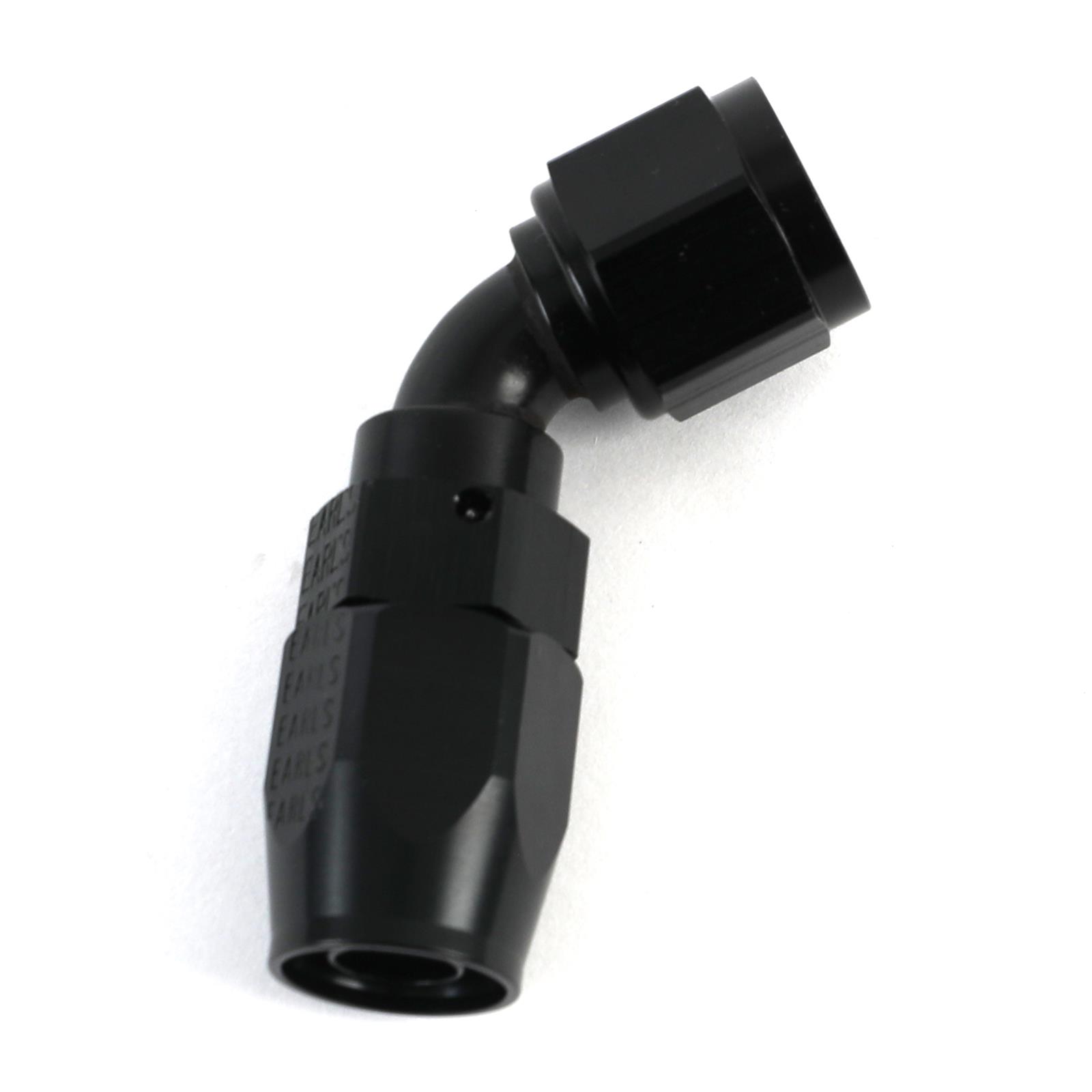 Earl's Performance Swivel-Seal Hose Ends AT806108ERL Fitting, End, Swivel-Seal, 60 Degree, -8 AN to Female -8 AN, Aluminum, Black, Each