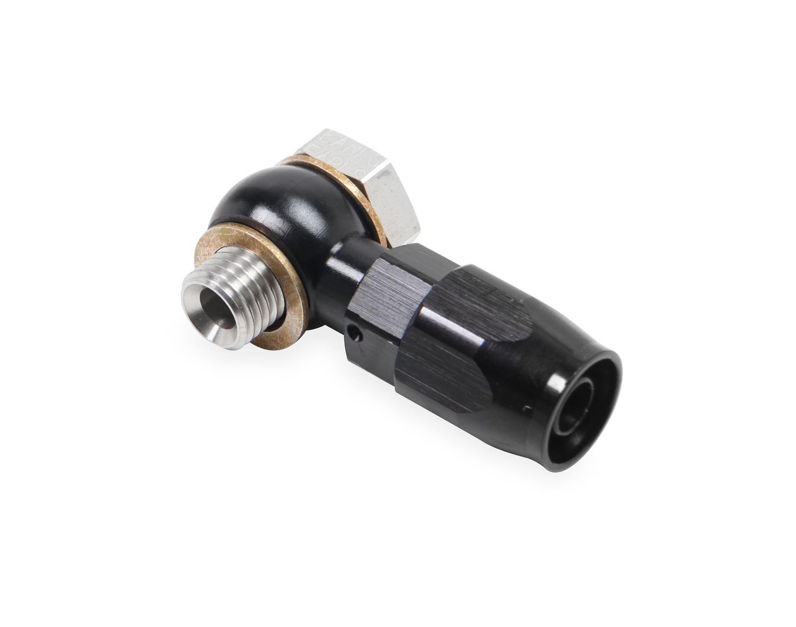 Earl's Performance Single Banjo Hose Ends AT807692ERL Ends, Banjo, Reusable Swivel, 90 degree, 12mm x 1.50 Size, Aluminum, Black Anodized, -6 AN Adapter Size, Banjo, Each