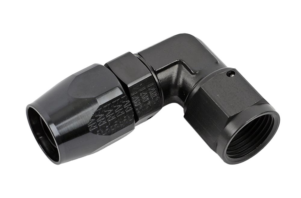 Earl's Performance Swivel-Seal Hose Ends AT809010ERL Fitting, End, Swivel-Seal, 90 Degree Low Profile, -10 AN to Female -10 AN, Aluminum, Black