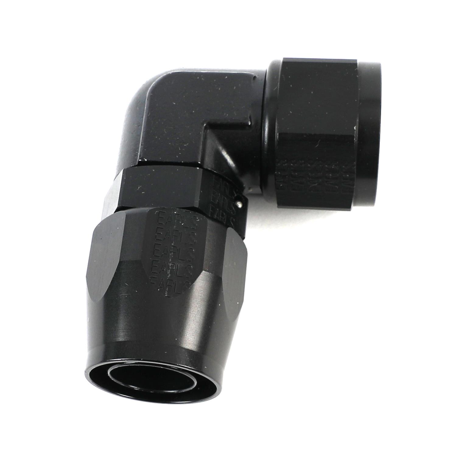 Earl's Performance Swivel-Seal Hose Ends AT809016ERL Fitting, End, Swivel-Seal, 90 Degree, -16 AN to Female -16 AN, Aluminum, Black, Each