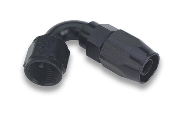 Earl's Performance Swivel-Seal Hose Ends AT812008ERL Fitting, End, Swivel-Seal, 120 Degree, -8 AN to Female -8 AN, Aluminum, Black, Each