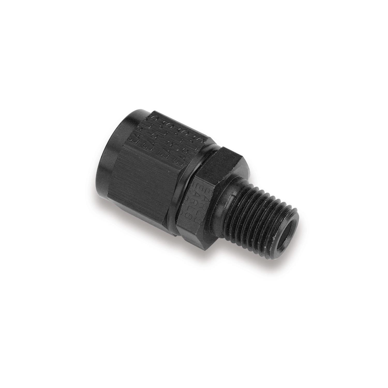 Earl's Performance AN to NPT Adapter Fittings AT916104ERL Fitting, Adapter, NPT, Straight, Aluminum, Black Anodized, -4 AN, 1/8 in. NPT, Swivel, Each