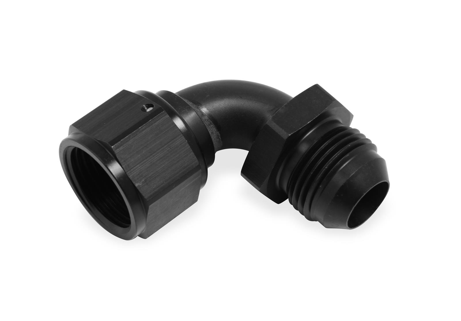 Earl's Performance Couplers AT920512ERL Fitting, Coupler, Union, AN to AN, 90 Degree, Aluminum, Black Anodized, -12 AN, -12 AN, Swivel, Each