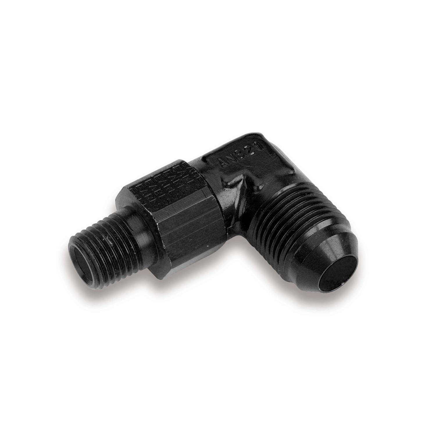 Earl's Performance AN to NPT Adapter Fittings AT922166ERL Fitting, Adapter, NPT, 90 Degree, Aluminum, Black Anodized, -6 AN, 3/8 in. NPT, Swivel, Each