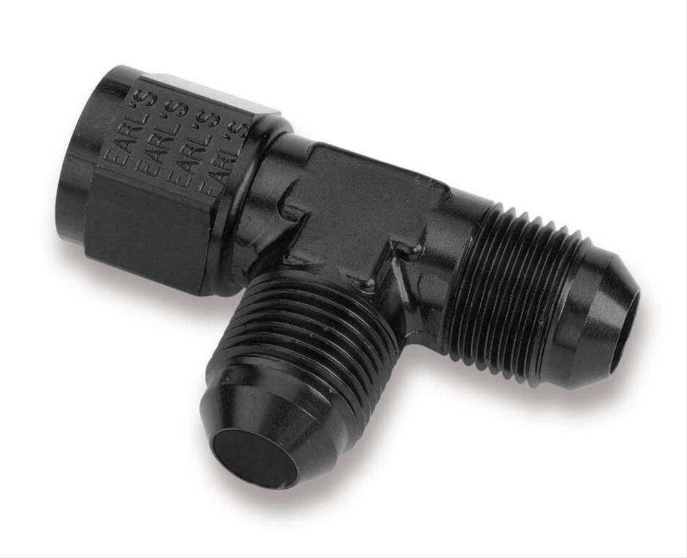Earl's Performance Tee Adapter Fittings AT926104ERL Fitting, Adapter, Swivel, Aluminum, Black Anodized, -4 AN Female, -4 AN Male, -4 AN Male, Each thumbnail 2