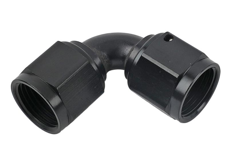 Earl's Performance Couplers AT935108ERL Fitting, Coupler, Union, AN to AN, 90 Degree, Aluminum, Black Anodized, -8 AN, -8 AN, Swivel, Each thumbnail 2