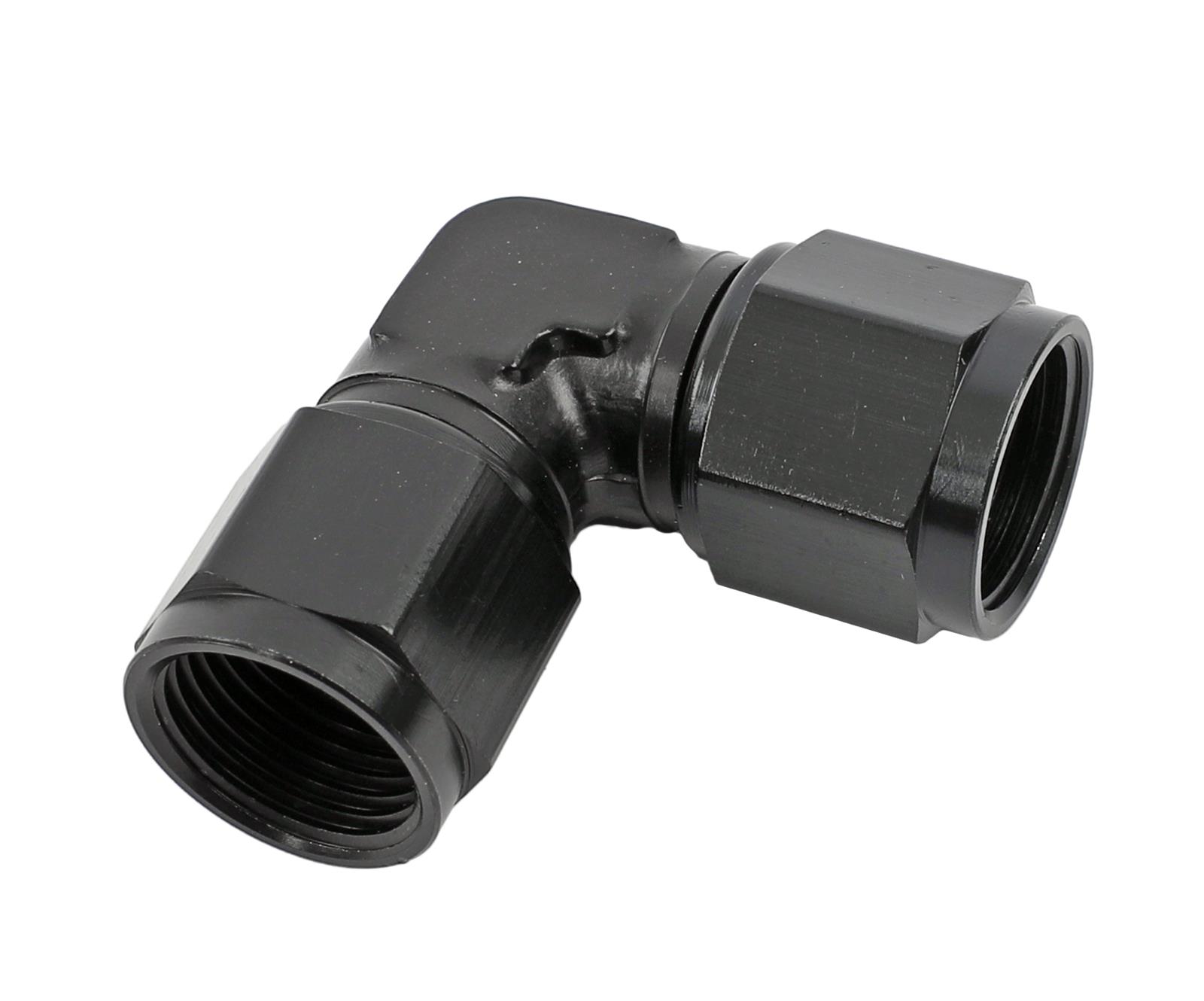 Earl's Performance AN to Straight Cut O-Ring Fittings AT949081ERL Fitting, Adapter, Cut, 90 Degree, Aluminum, Black Anodized, -8 AN, -10 AN, Swivel, Each