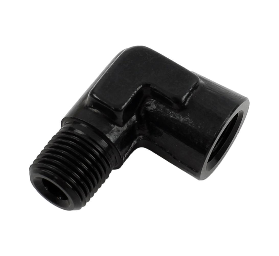 Earl's Performance Couplers AT991401ERL Fitting, Coupler, Union, NPT to NPT, 90 Degree, Aluminum, Black Anodized, 1/8 in. NPT, 1/8 in. NPT, Each thumbnail 2