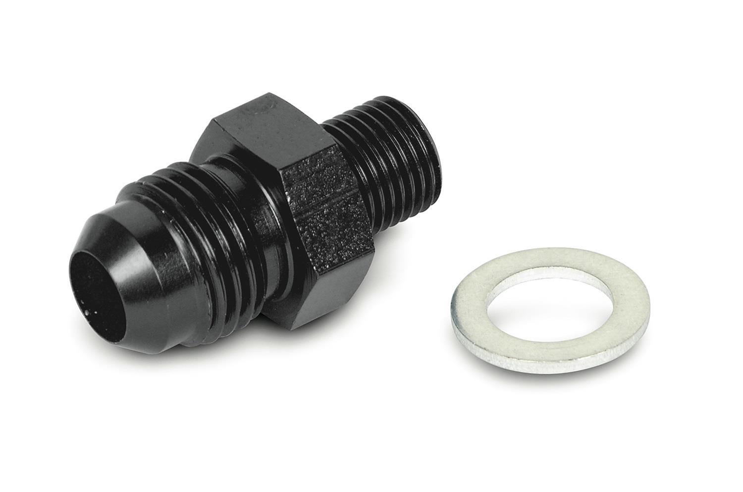 Earl's Performance Carburetor Inlet Fittings AT991953ERL Fitting, Inlet, -6 AN Hose End to 10mm x 1 Thread, Aluminum, Black, Each