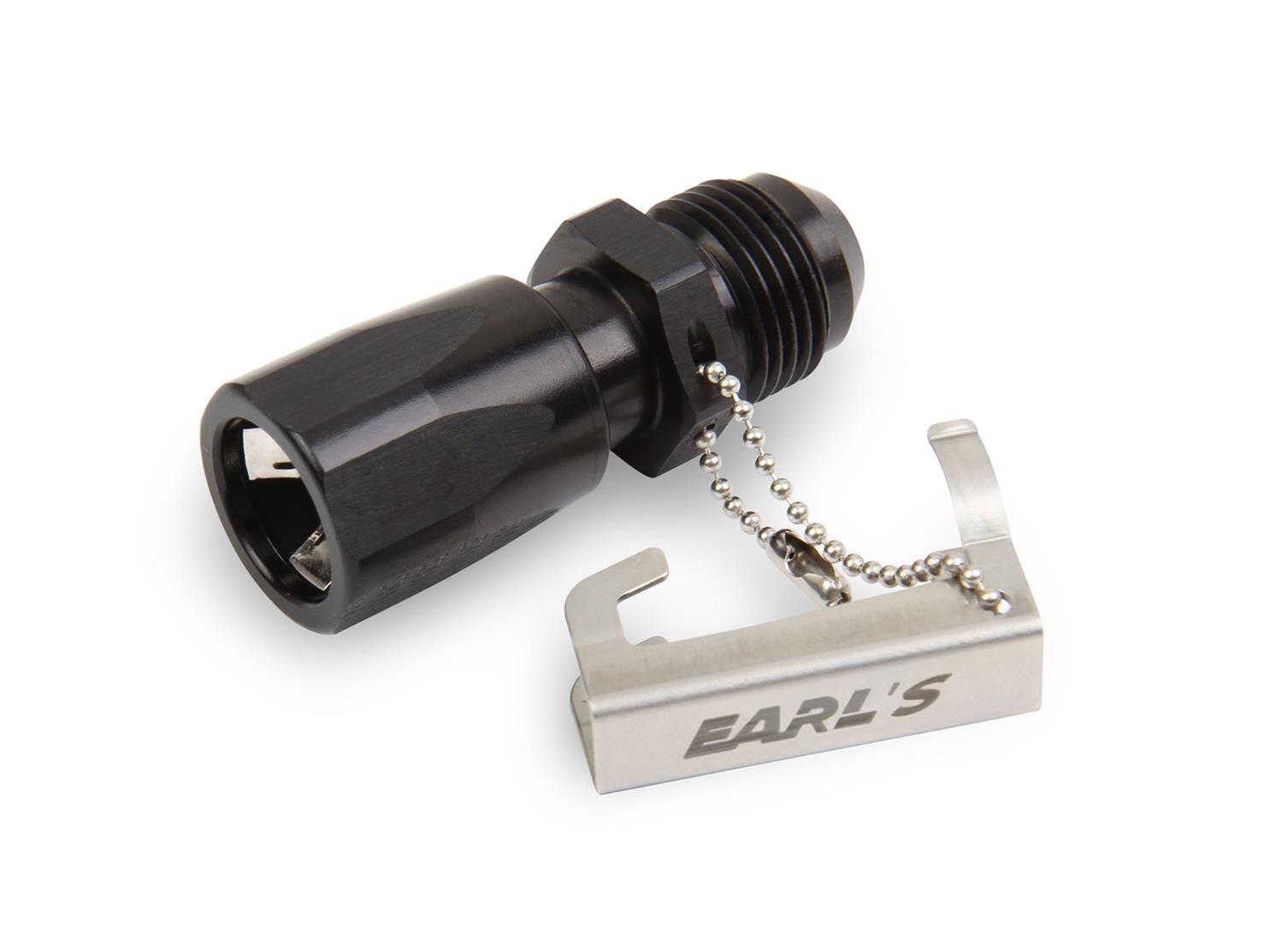 Earl's Performance Quick-Disconnect Fittings AT991966ERL Quick Disconnect, Female 3/8 in., Male -6 AN, Straight, Aluminum, Black Anodized, Each