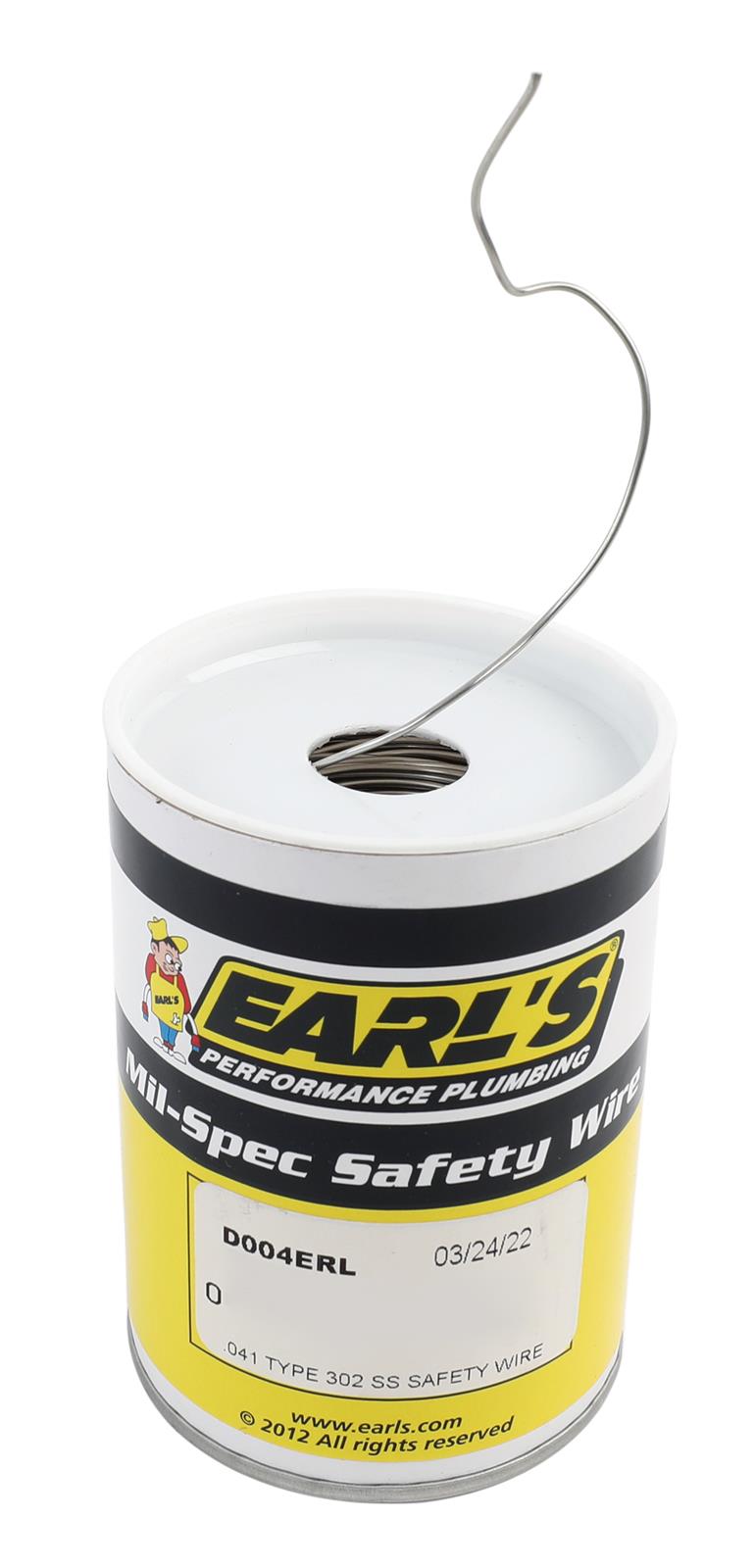 Earl's Performance Safety Wire D004ERL Wire, Stainless Steel, .041 in. Diameter, 1 lb. Can, Each