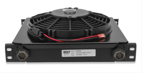 Earl's Performance UltraPro Fan Pack Oil Coolers FP434ERL Fluid Coolers, Coolers, Plate, 34-row, Aluminum, Black, 4.38 in. x 13.00 in. x 10.39 in., -10 AN O-ring Female Inlet/Outlet,Each thumbnail 8