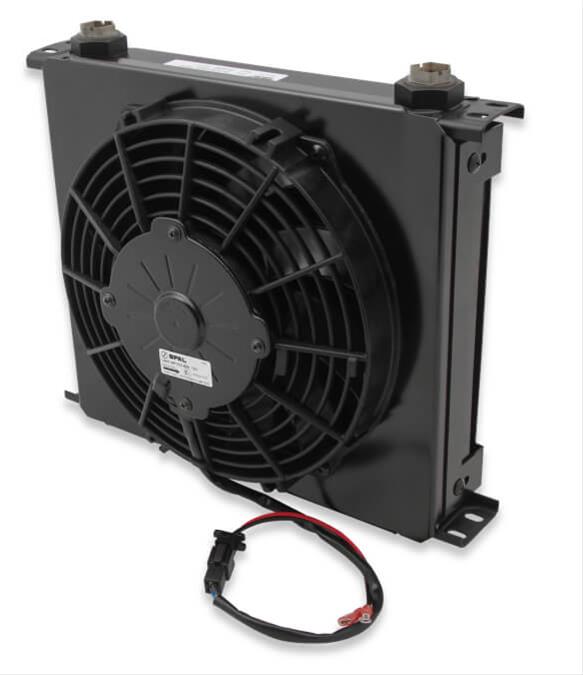 Earl's Performance UltraPro Fan Pack Oil Coolers FP434ERL Fluid Coolers, Coolers, Plate, 34-row, Aluminum, Black, 4.38 in. x 13.00 in. x 10.39 in., -10 AN O-ring Female Inlet/Outlet,Each thumbnail 2