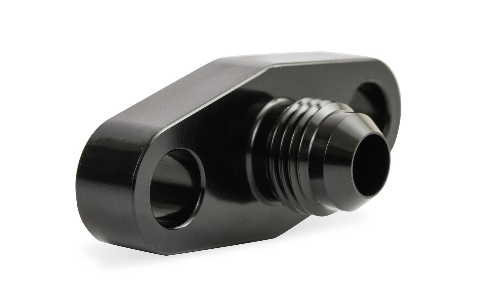 Earl's Performance Turbocharger Oil Flange Fittings GT0003ERL Component, Supply Fitting, Black Anodized, Aluminum, -6 AN Male Threads, Fits T-40, Each thumbnail 2