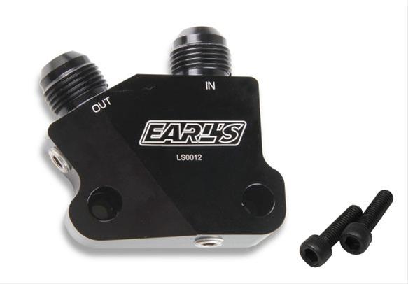Earl's Performance Oil Cooler Adapters LS0012ERL Adapter, Right Angle, -10 AN Inlet, -10 AN Outlet, Billet Aluminum, Black Anodized, Hardware, Each thumbnail 7