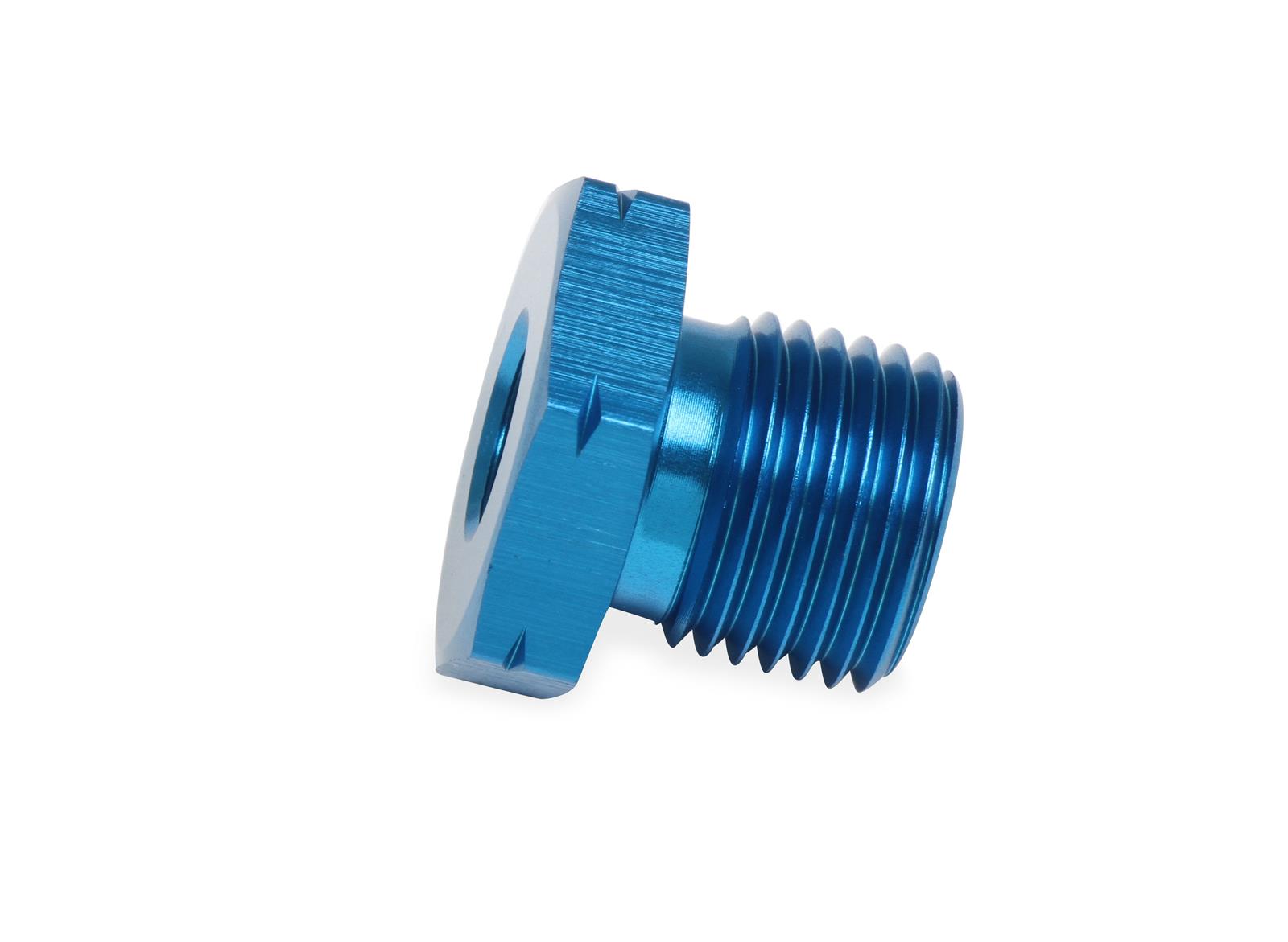 Earl's Performance Pressure Gauge Adapters LS0021ERL Adapter, Pressure, Straight, 1/8 in. NPT Female Threads, M16 x 1.5 Male Threads, Aluminum, Blue Anodized, Each