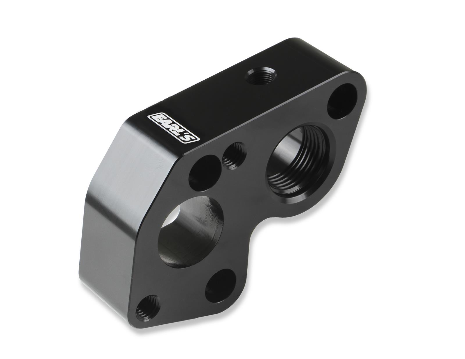 Earl's Performance Electric Water Pump Block Adapters LS0025ERL Adapters, Billet Aluminum, Black Anodized, Chevrolet, Big to LS Engine, Pair thumbnail 2