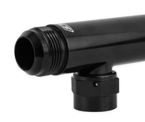 Earl's Performance Adjustable Coolant Crossover Tubes LS0035ERL Water Pump Crossover, Billet Aluminum, -12 AN Female Inlets, -16 AN Male Outlet, Black Anodized, Adjustable, Each thumbnail 3