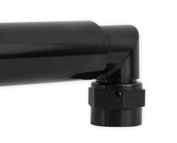 Earl's Performance Adjustable Coolant Crossover Tubes LS0035ERL Water Pump Crossover, Billet Aluminum, -12 AN Female Inlets, -16 AN Male Outlet, Black Anodized, Adjustable, Each thumbnail 4