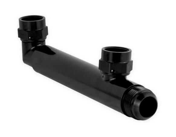 Earl's Performance Adjustable Coolant Crossover Tubes LS0035ERL Water Pump Crossover, Billet Aluminum, -12 AN Female Inlets, -16 AN Male Outlet, Black Anodized, Adjustable, Each thumbnail 5