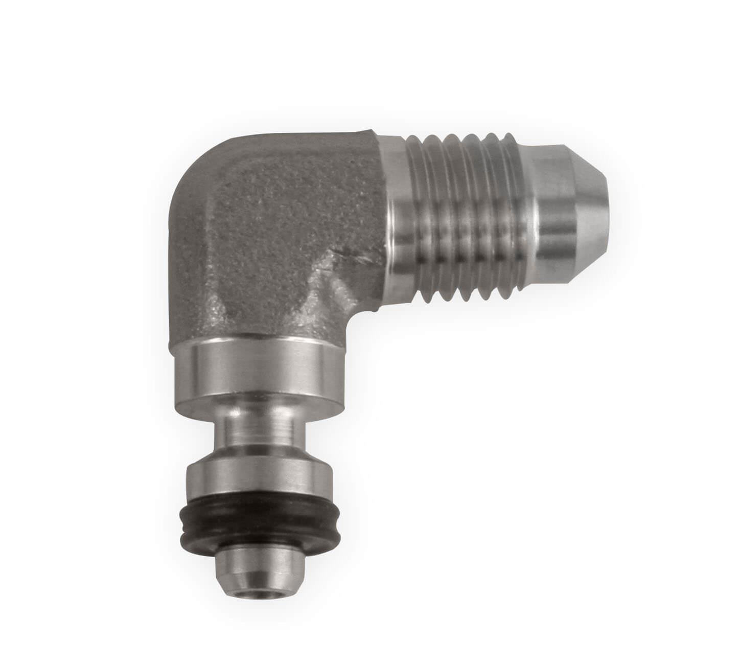 Earl's Performance Clutch Adapter Fittings LS641002ERL Quick Disconnect, Fitting, Early Model Style, GM, Jeep, Mopar, Male -4 AN, 90 Degree, Stainless, Natural, Each thumbnail 3