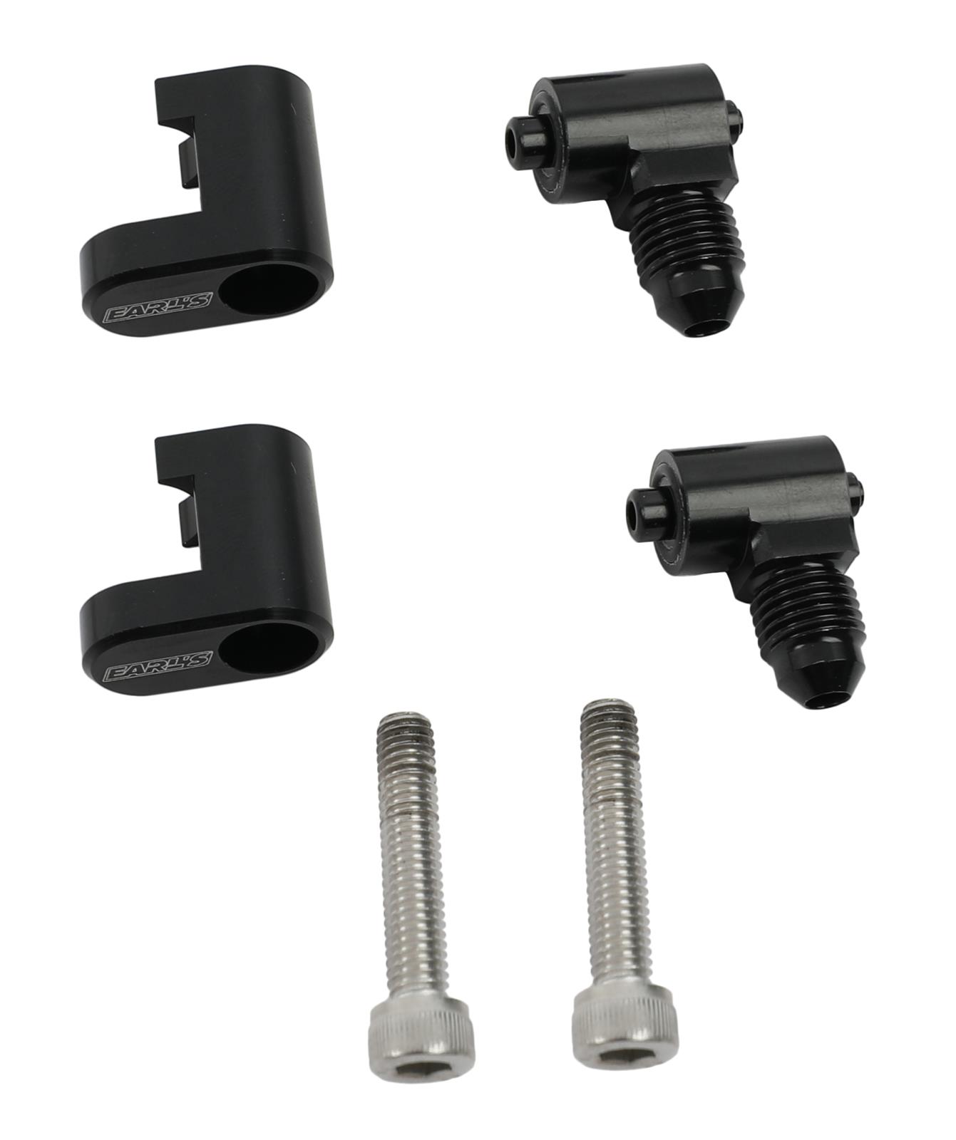 Earl's Performance LS Steam Vent Adapters LS9804ERL Coolant Crossover Components, Adapters, Fitting Type, Male Swivel Elbow, -4 AN Size, Aluminum, Black Anodized, Chevy, LS, Pair