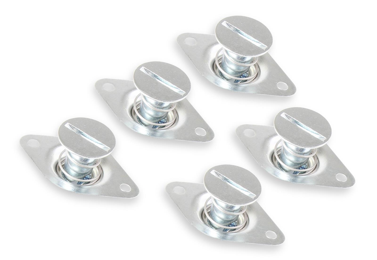 Earl's Performance Quarter-Turn Fasteners PANE6650-ERL Quick Fasteners, Quarter-Turn, Complete, Flush Slotted, Steel, Zinc Plated, 7/16 in. Shank Diameter, 0.650 in. Shank Length, Set of 5