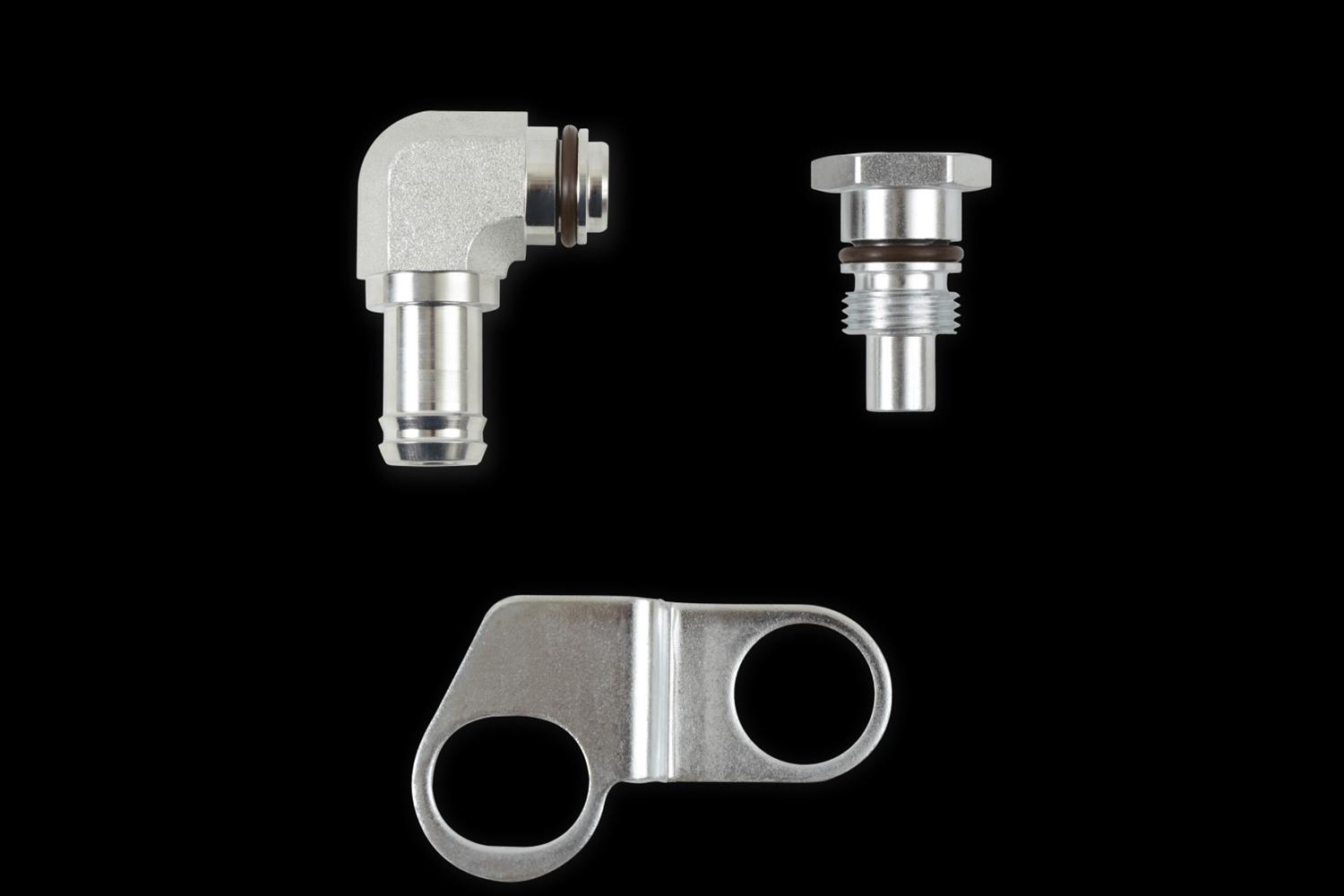 Earl's Performance Power Steering Adapter Fittings PS0001ERL Fittings, Remote Reservoir Kit For Saginaw Type II Pump with 5/8 in. Hose Barb Inlet, Kit thumbnail 2
