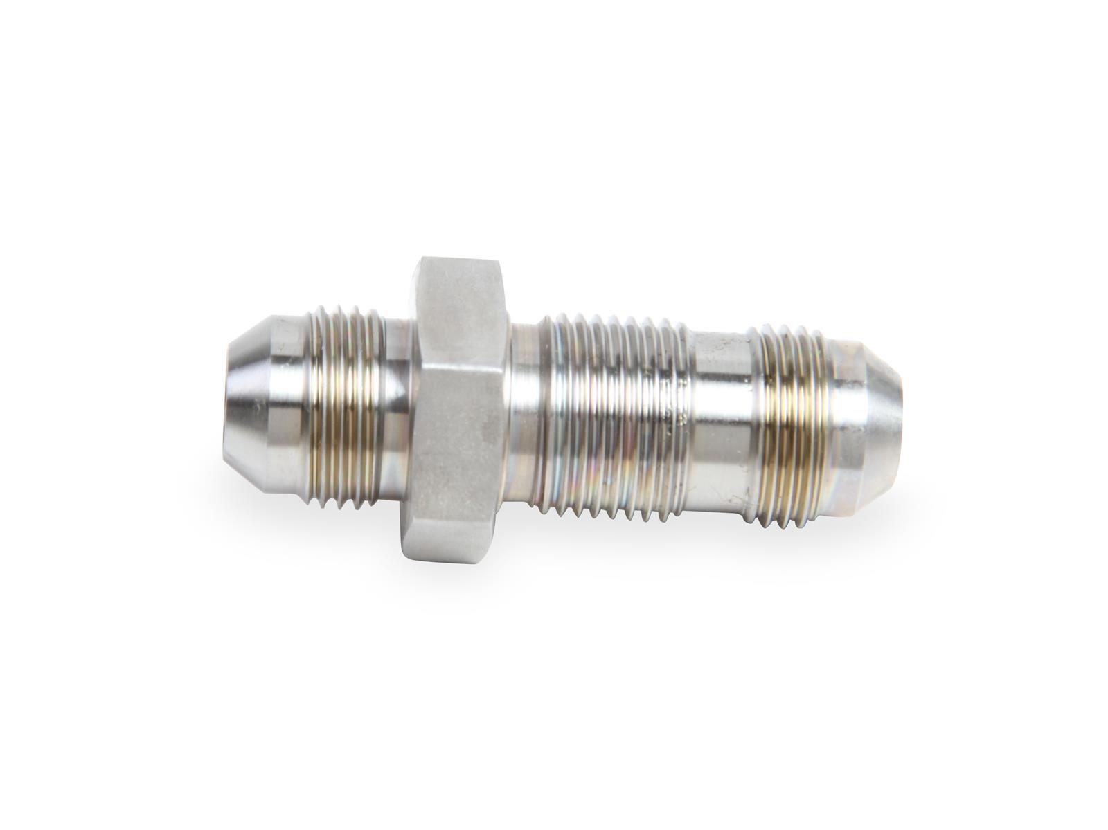 Earl's Performance Bulkhead Adapter Fittings SS983208ERL Fittings, Adapter, Straight, -8 AN Male Threads, Stainless Steel, Natural, Each