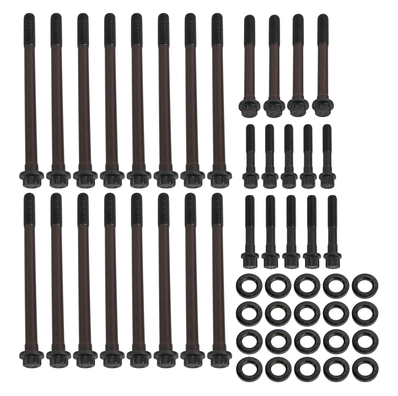 Earl's Performance Cylinder Head Bolt Kits TBS-001ERL Fasteners, Kits, 12-point Head, Chromoly, Black, Flat Washers, Chevrolet, 4.8L LS, 5.3L LS, 5.7L LS, 6.0L LS, Kit