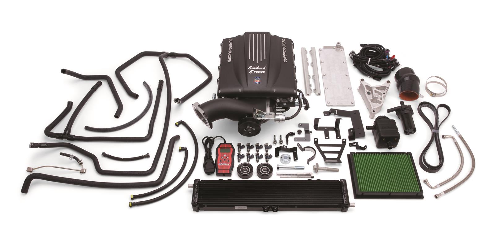 Edelbrock E-Force GM Truck and SUV Stage 1 Street Legal Supercharger Kits 1564 Supercharger, E-Force, Eaton Gen VI, Serpentine, Black, Intercooler, Chevy, GMC, 5.3L LS, Automatic, Kit