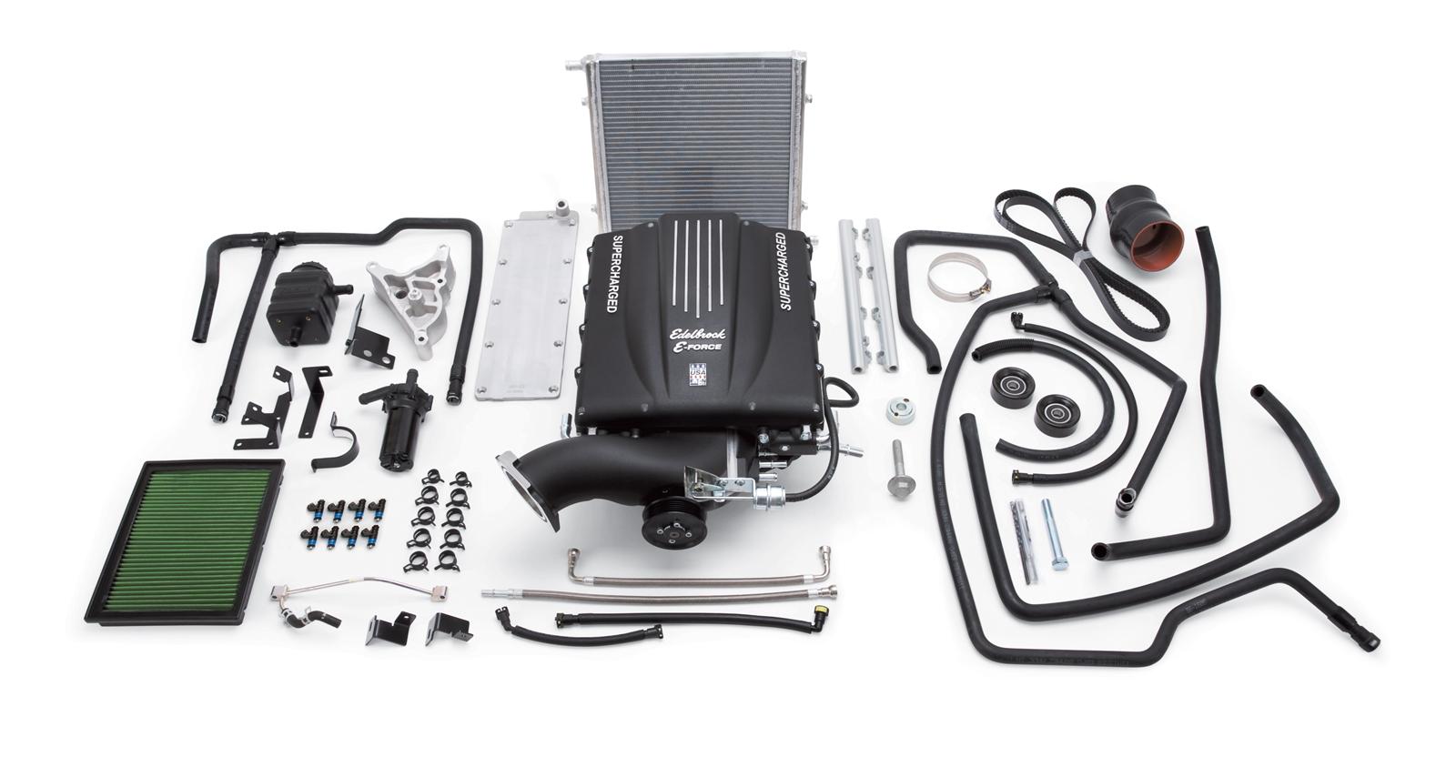 Edelbrock E-Force GM Truck and SUV Stage 1 Street Legal Supercharger Kits 15670 Supercharger, E-Force, Eaton Gen VI, Serpentine, Black, Cadillac, Chevy, GMC, 6.2L LS, Automatic, Kit